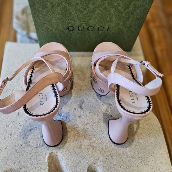 GUCCI Studded leather platform sandals size 38 - Picture 7 of 13